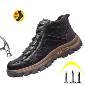 Buty 2023 Skórzane wodoodporne, niekompletne Wygodne i bezpieczne bezpieczeństwo pracy dla mężczyzny lekkie oddychające buty bezpieczeństwa