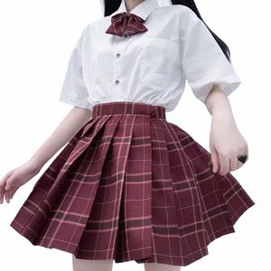 Девушка Seifuku Sailor Плиссированный студенческий костюм Японская униформа 2022 Одежда Клетчатый комплект Школьный a8hK #