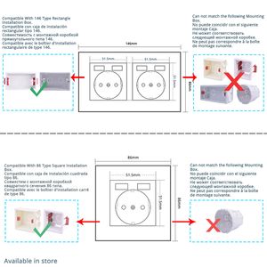 Coswall Series Series White Glass Panel Swell Swell Eu французский сокет HDMI-совместимый