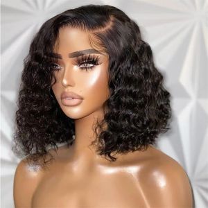 Deep Front Curly 13X4 Brazilian Human Hair Wigs 4X4 Lace Closure Bob Wig For Black Women 697 2