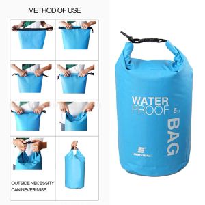 2/3/5/10/15/20L Vattentät torr påse Pack Sack Swimming Rafting Kayaking River Treking Floating Sailing Canoing Boating Water Bag