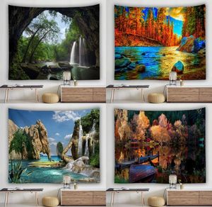 Tapeçarias Atacado 3D Toalha de Praia Cachoeira Paisagem Bela Floresta Fluxo Impressão Tapete de Parede Tapete de Yoga Decoração de Casa Grande Lago Tapeçaria