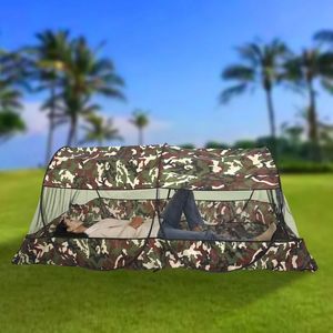 Складная портативная москитная сетка для поездок, сетчатая палатка с застежкой-молнией, уличная палатка с москитной сеткой для кемпинга с дном для односпальной кровати.240315