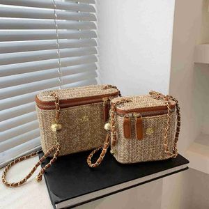 Totes mini balde de palha crossbody saco para as mulheres 2021 verão marca bolsa e carteira moda corrente simples bolsa ombro h240330