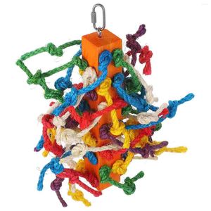 Other Bird Supplies Hanging Colorful Sisal Rope Chewing Foraging Toys Birdcage Pendant Birds Wooden