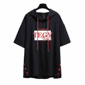 150kgプラスサイズ女性の夏のゆるいフード付き半袖Tシャツバスト157cm 6xl 7xl 8xl 9xl 10xlバットレタートップブラックピンクl5pz＃