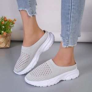 Sapatos casuais plataforma tênis esportivos senhoras cor sólida superfície de malha voadora respirável confortável correndo zapatillas de mujer