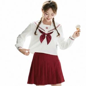 日本の韓国のアニメの女の子コスプレコスチュームさくらを刺繍した学校のユニフォームかわいいセーラースーツJK学生服トップとスカートb99l＃