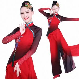 Yangko-Tanzkostüme, eleganter Natial-Fan-Regenschirm-Tanzanzug, traditionelle chinesische Tanzkostüme, Yangko-Hanfu-Festival-Outfit W44a #