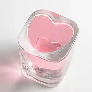 Wine Glasses 1Pc Lovely Creative Heart Love Shaped Cup Transparent Square Thick S Heavy Type Drinkware Lover Gift