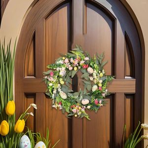 Decorative Flowers Easter Egg Wreath Eucalyptus Leaves 45cm Hanging Party Artificial Flower