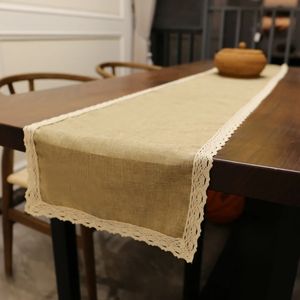 30x250CM Table Runner Burlap Lace Jute TV Cabinet Table Runners Rustic Hessian Imitation Linen Wedding Party Home Decoration