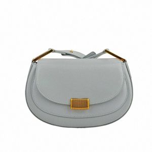 dna-in Cowhide Saddle Shoulder Bag Gold Metal Lock Buckle with Adjustable Strap Crossbody Bags Elegant Trendy l8JM#