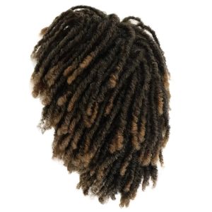Gnimegil sintética curta peruca trançada para homens afro bob ombre marro