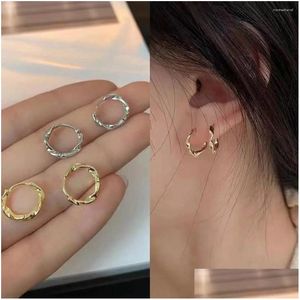 Hoop Huggie Earrings 2024 Fashion Sier Color Twisted For Women Shiny Earring Hip Hop Ear Studs Jewelry Accessories Drop Delivery Otzhs