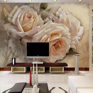 Wallpapers 3d flor mural po papel de parede para sala de estar quarto tv fundo casa parede decorativa paisagem murais personalizados