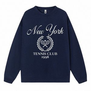 Autumn Plus Size Women Sweatshirt New Youth Tennis Club 1998 Logo Print Hoodie Loose Warm Pullover Fleece Soft Female Clothes M8YV#