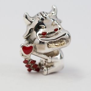 Charme de vaca bonito de prata esterlina genuína adequado para pulseira de contas de charme joias de moda 799268C01