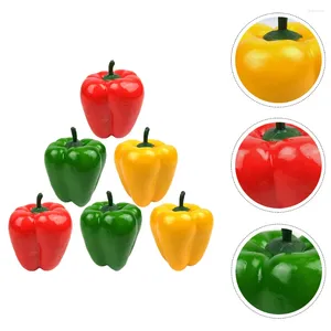 Kwiaty dekoracyjne 6 szt. Symulacja Bell Pepper Model Fake Ornament Chili Dekoracja Poly Dragon Warzywne warzywa