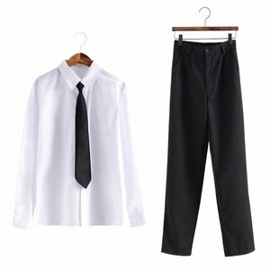 men Male JK Sailor High School Uniform Set Student Boys Harajuku Preppy Style Top Blouse High Waist Pants M6t6#