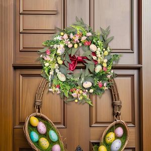 Decorative Flowers Eucalyptus Leaves Artificial Flower 17.72inch Floral Wreath Ornament Easter Egg Decorations For Celebration