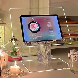 Retractable Shelf Acrylic Adjustable Transparent Reading Height Tablet Bedroom Practical Computer Stands Wall Home Decoration 240329