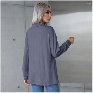 Mulheres Blusas Camisas Respirável Mulheres Blusa Top Elegante V Pescoço Lapela Tarambola Macia Para Outono Primavera Ol Commute Drop Delivery Vestuário Cl Dhhy7