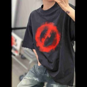 Designer High End Quality Trendy New Product Personlig engelska B Familj Löst och bekväm ren bomull Kort ärm T-shirt Par Koreansk mode TOP JLFT