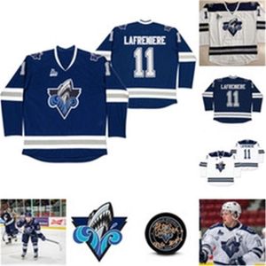 24S 374040ALEXIS LAFRENIERE #11 Rimouski Oceanic Chl Navy Navy Blue White Ice Hockey Jersey Men's Number Nume Name Name Jerseys
