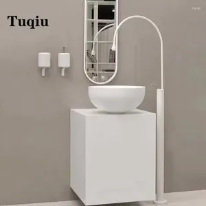 Banyo Lavabo muslukları beyaz ve altın havza musluğu pirinç zemin katlı karıştırıcı soğuk musluk süper uzun su damla tasarımı