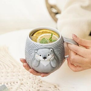 Mugs Cute Sea Otter Baby Mug High-end Ceramic Cup Female Couple Coffee Wedding Gift Cartoon Students Drink Water
