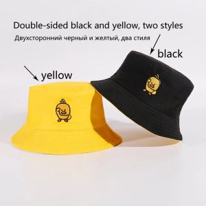 Reversibel svart gul anka hink hatt för män kvinnor sommar sol hatt fiske hatt bob sorgliga pojkar panama vika utomhus fiskare hatt