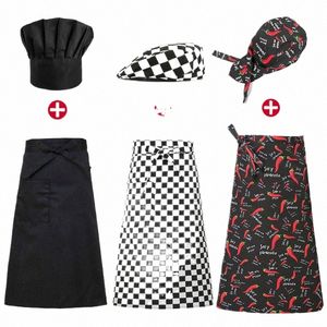 Uniform Set Cooking Apr Catering Cap Hotel Chef Pinafore Man Restaurant Kitchen Cook Work Apr Bakery Cafe Woman Waiter Hat 35Jn#