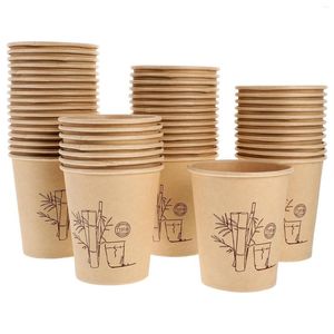 Tek kullanımlık bardak pipetler seramik espresso fincan kalınlaşmış ve sertleştirilmiş bambu fiber doğal renk 9 oz kağıt 150pcs kahve kupaları meyve suyu paketleme