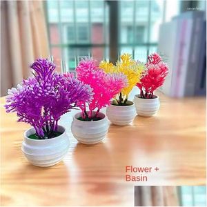 Dekorativa blommor kransar konstgjorda växter Milan Grain Bonsai Potted Plant Home Decor Desk Office Decoration Drop Delivery Garden FE OTBH0