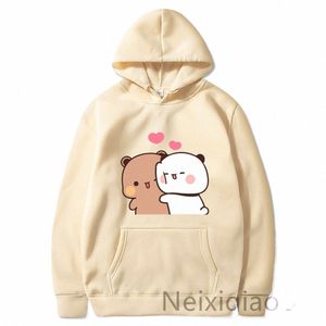 Plus w rozmiarze jesienna zimowa panda niedźwiedź urocza bluzy z kapturem bubu koawaii odzież mężczyźni mężczyźni kobiety para bluzy harajuku pullover d8un#