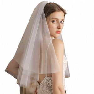 elegant Short Bridal Wedding Veils Two Layer 75cm 2T with Metal Combe White for Party 2021 New Arrival 086J#