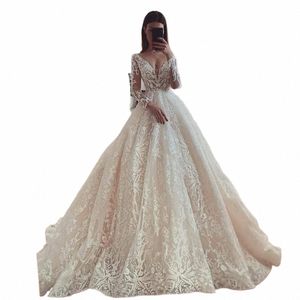 Sexy Bodyc pizzo sirena abito da sposa trasparente posteriore maniche Lg Boho abiti da sposa appliques scollo a V sposa Dres 2023 O8wh #