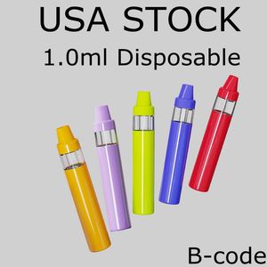 ABD Stock 1.0ml Boş Tek Kullanımlık Vape Kalem 350mAh Şarj Edilebilir Pil 1 Gram Kalın Yağ Stater Kiti Tıkanma Cihazı Vaping Fabrika