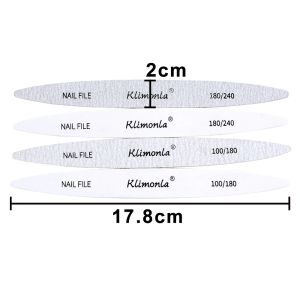 50 st/lot trä nagelfilbuffert 100/180/240 oval vit grå design trä uns filer tvättbara starka tjock naglar filer