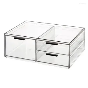 Lagringslådor Elegant Clear Wide 3-Drawer Desk Organisation Set: Perfekt lösning för snygg och snygg arbetsyta arrangemang