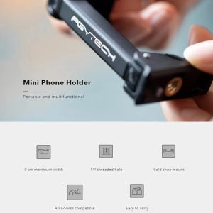 Pgytech Universal Telefone Tripod Mount Holder - Monopod, Selfie Stick e Tripé com sapato frio para o Smartl Phone de 60 a 90 mm de largura