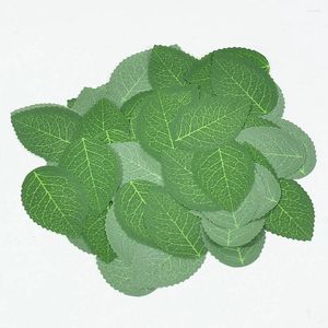 Decorative Flowers 100 Pieces/lot High Quality Green Artificial Plastic Silk Leaf Fake Leaves For Bouquet Garland Wedding Decoration