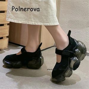 Dress Shoes Air Mesh Pumps Hook Bubble Base Height Increasing Women's Thick Sole Summer Solid Shallow Mary Jane Comfortable