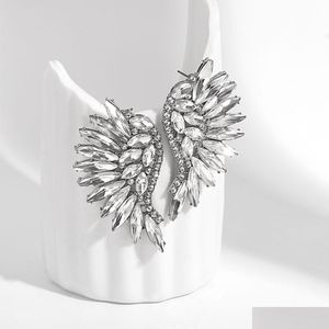 Dangle & Chandelier 2022 New Angel Wings Fl Rhinestone Pendant Exquisite Exaggerated Big Shiny Earrings Elegant Fashion Wom Dhgarden Dhspl