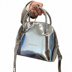 Designer de luxo pu couro patente bolsa feminina brilhante simples crossbody saco concha tote 2023 primavera novo q2pq #