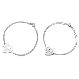 Bracciale a doppio strato con diamante a cuore in argento sterling 925 TFF di marca originale Live Love