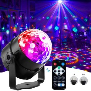 Мини -светодиодные сценические светильники RGB звук активированный вращающийся диско DJ Party Magic Ball Strobe Laser Lames Home KTV Рождественский шоу