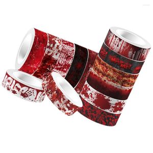 Confezione regalo Nastro da imballaggio artigianale per Halloween Mano insanguinata Rotolo trasparente Washi autoadesivo Borsa fai da te Confezione di materiale 12 pezzi