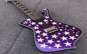 White Zombie Jay Yuenger ICJ100WZ Iceman Galactic Electric Guitar Metallic Purple Green Silver Star Top Floyd Rose Tremolo Brid9779157